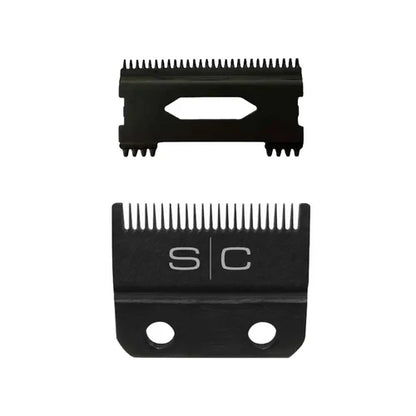 StyleCraft™ Double Black Diamond Carbon DLC Fixed Fade Clipper Blade with Shallow Tooth 2.0 Cutter (SC534B) – Zero Gap Adjustable, Professional Barber Blade
