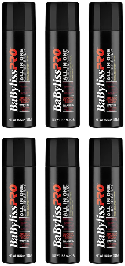 BaBylissPRO® All-in-One Clipper Spray (15.5oz) – Single, 2-Pack, or 6-Pack Bundle | Disinfects, Cools, Lubricates, Cleans & Prevents Rust (FXDS15)