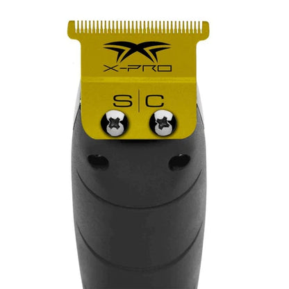 StyleCraft™ Fixed X-PRO Gold Titanium Trimmer Blade with Black Diamond Carbon DLC Deep Tooth Cutter Set (SC523GB) – Hypoallergenic, Zero Gap Adjustable, Professional Replacement Blade