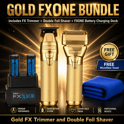 BaBylissPRO FXONE™ GoldFX Trimmer & Double Foil Shaver Value Set– Gold DLC/Titanium Blade & Hypoallergenic Foils Tool Only (FX1FSTGTO)
