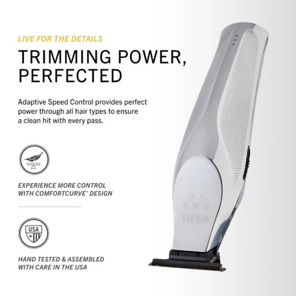 Wahl Hi-Viz™ Cordless Trimmer – DLC Zero-Gap T-Blade, 7,200 RPM, All-Metal Precision Detailing Trimmer