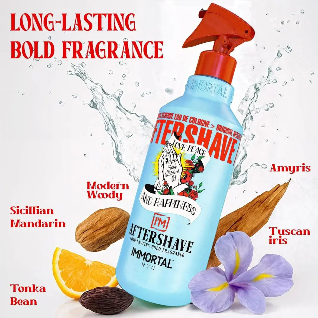 IMMORTAL NYC Stay Blessed 1 Aftershave Spray – Citrus Herbal Cooling Barber Cologne, 150 ml