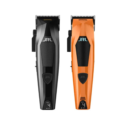 JRL Diamante 8200 RPM Brushless Cordless Clipper – Zero-Gap Fade Blade, Dual Speed, Reset IQ™ Dock (Black/Orange)