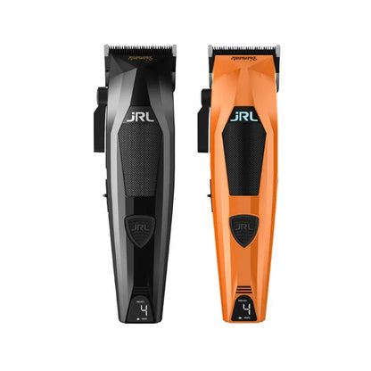 JRL Diamante 8200 RPM Brushless Cordless Clipper – Zero-Gap Fade Blade, Dual Speed, Reset IQ™ Dock (Black/Orange)