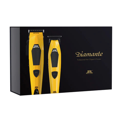 JRL Professional Diamante DI2025 Cordless Clipper & Trimmer Combo Kit – Black or Yellow Barber Set
