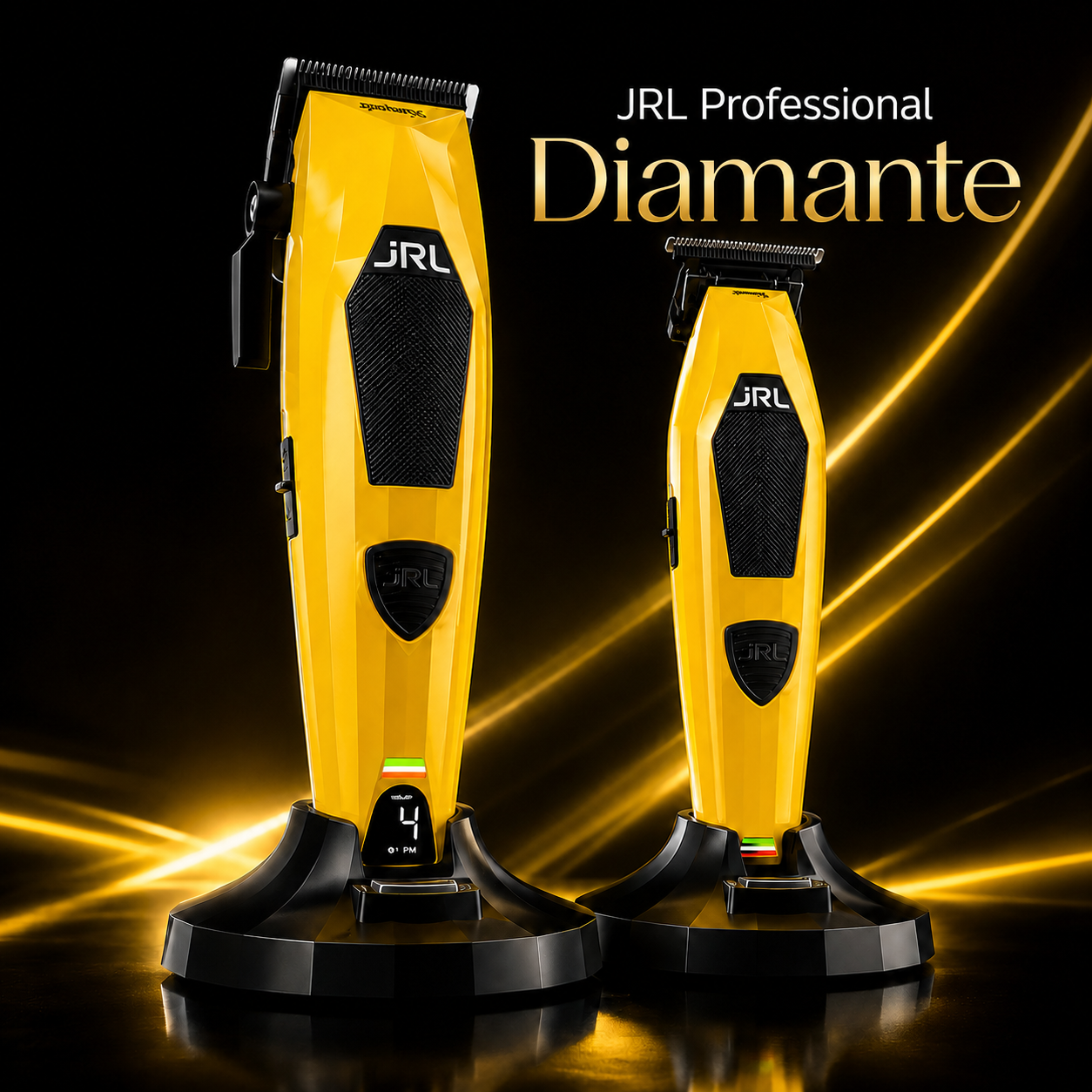 JRL Professional Diamante DI2025 Cordless Clipper & Trimmer Combo Kit – Black or Yellow Barber Set