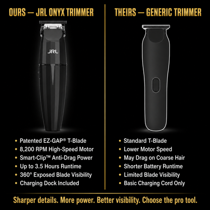 JRL Onyx Cordless Hair Trimmer FF2020T-B – Professional Zero-Gap T-Blade Trimmer for Lineups, Edge-Ups, Detailing & Dry Shaving