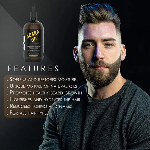 L3VEL3® Argan Beard Oil – 100ml (3.38oz) x 2 | Beard Softening & Growth Oil with Argan, Jojoba, Almond & Coconut, 2-pack