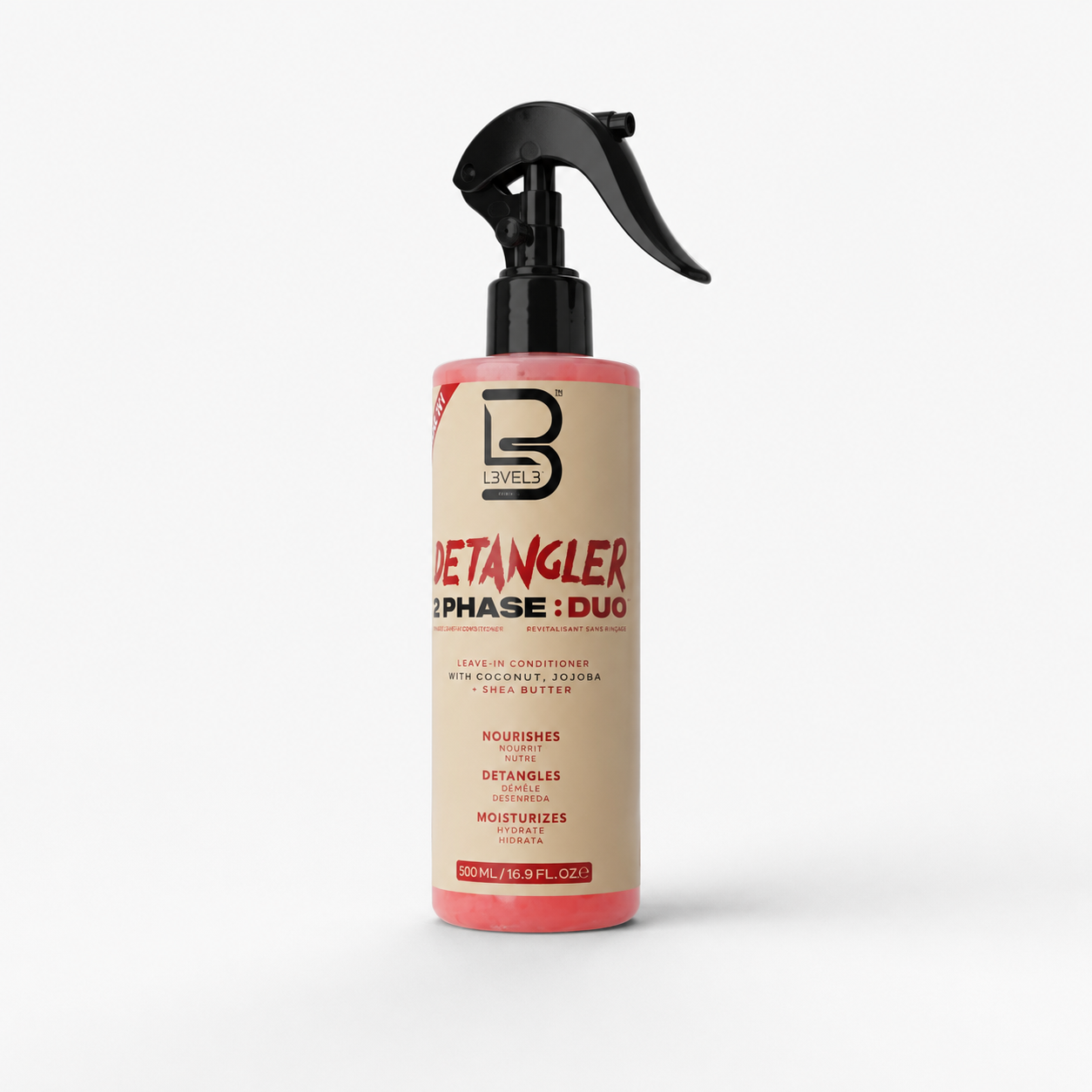 L3VEL3  / Level 3 2-Phase Detangling Spray 250ml – Leave-In Detangler for Moisture, Slip & Frizz Control