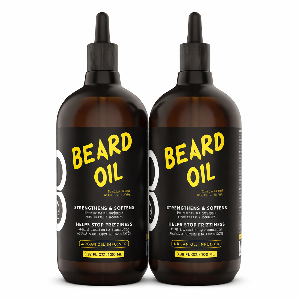 L3VEL3® Argan Beard Oil – 100ml (3.38oz) x 2 | Beard Softening & Growth Oil with Argan, Jojoba, Almond & Coconut, 2-pack