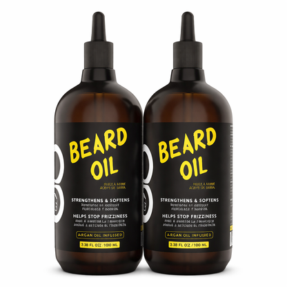 L3VEL3® Argan Beard Oil – 100ml (3.38oz) x 2 | Beard Softening & Growth Oil with Argan, Jojoba, Almond & Coconut, 2-pack