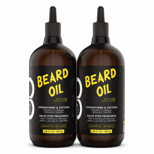 L3VEL3® Argan Beard Oil – 100ml (3.38oz) x 2 | Beard Softening & Growth Oil with Argan, Jojoba, Almond & Coconut, 2-pack