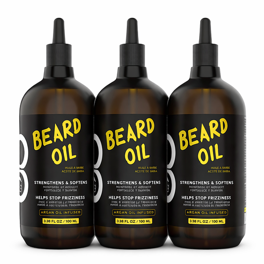 L3VEL3® Argan Beard Oil – 3-Pack Bundle (3 x 100ml) | Premium Beard Softening & Growth Oil with Argan, Jojoba, Almond & Coconut
