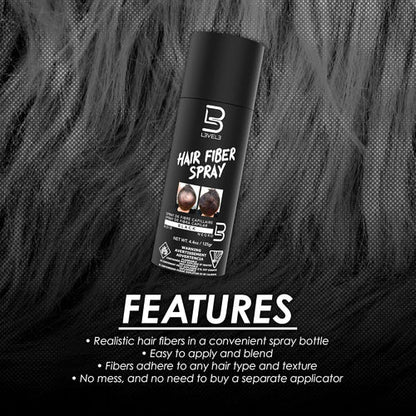L3VEL3 Black Hair Fiber Spray – Instant Hairline & Density Fix (4.4oz)