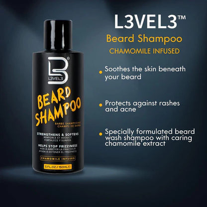 L3VEL3 Chamomile Beard Shampoo/ Softens & Soothes Beards– 5oz