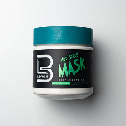 L3VEL3 Deep Cleansing Mud Scrub Mask (500ml / 16.9oz) | Exfoliating Facial Mask for Clear, Healthy Skin