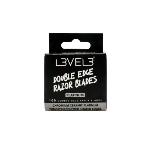 L3VEL3 Double Edge Chromium Ceramic Platinum Razor Blades – 100ct Stainless Steel Replacement Blades