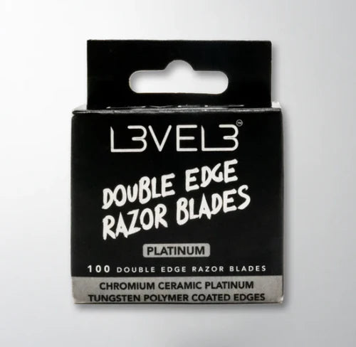 L3VEL3 Double Edge Chromium Ceramic Platinum Razor Blades – 100ct Stainless Steel Replacement Blades