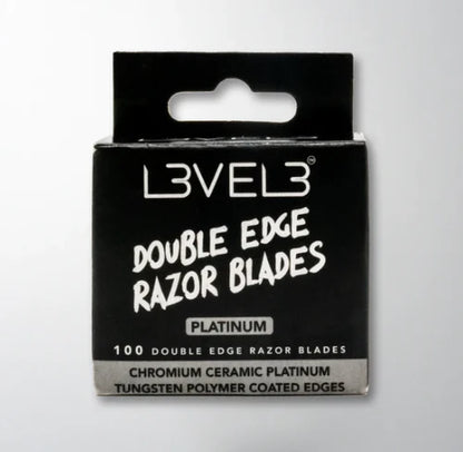 L3VEL3 Double Edge Chromium Ceramic Platinum Razor Blades – 100ct Stainless Steel Replacement Blades