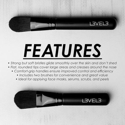 L3VEL3 Facial Mask Application Brush Set (2 Piece) | Professional Skincare Applicator Brushes