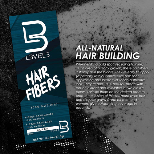 L3VEL3 Hair Fibers – Instant Hairline & Density Builder (Black or Brown)