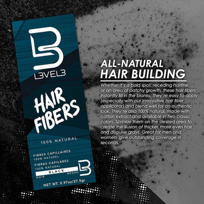 L3VEL3 Hair Fibers – Instant Hairline & Density Builder (Black or Brown)