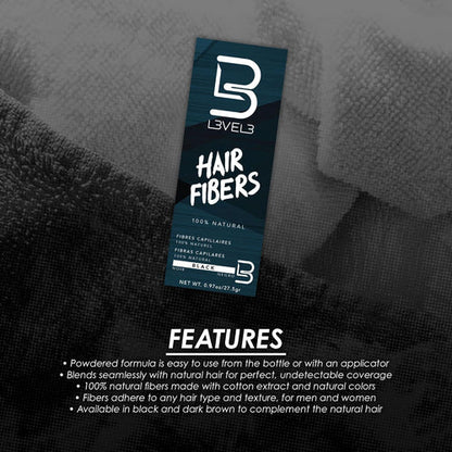 L3VEL3 Hair Fibers – Instant Hairline & Density Builder (Black or Brown)