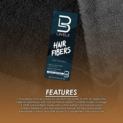 L3VEL3 Hair Fibers – Instant Hairline & Density Builder (Black or Brown)