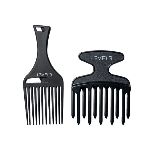 L3VEL3 Hair Pick Comb Set – 2pc Professional Afro & Curly Hair Volumizer