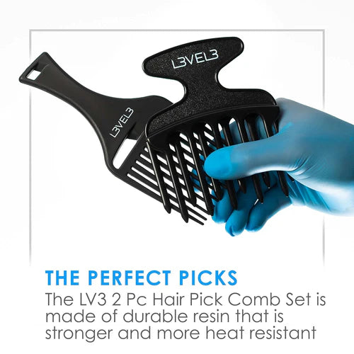 L3VEL3 Hair Pick Comb Set – 2pc Professional Afro & Curly Hair Volumizer