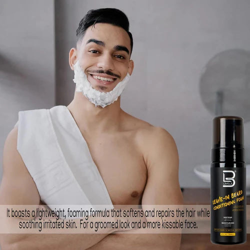 L3VEL3® Leave-In Beard Conditioning Foam – 150ml (5oz) | Softens, Hydrates & Tames with Witch Hazel & Nettle Extract
