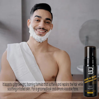 L3VEL3® Leave-In Beard Conditioning Foam – 150ml (5oz) | Softens, Hydrates & Tames with Witch Hazel & Nettle Extract