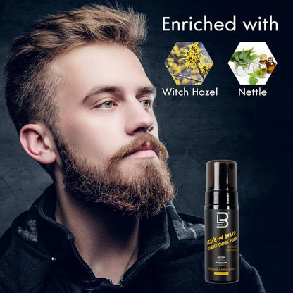 L3VEL3® Leave-In Beard Conditioning Foam – 150ml (5oz) | Softens, Hydrates & Tames with Witch Hazel & Nettle Extract
