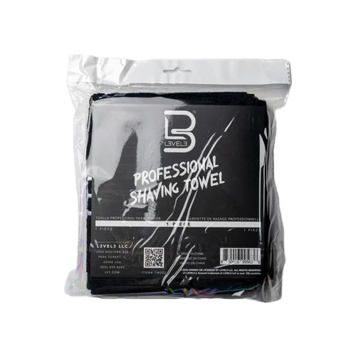 L3VEL3 Level 3 Premium Shaving Towel Black – Bleach-Resistant Barber Towel