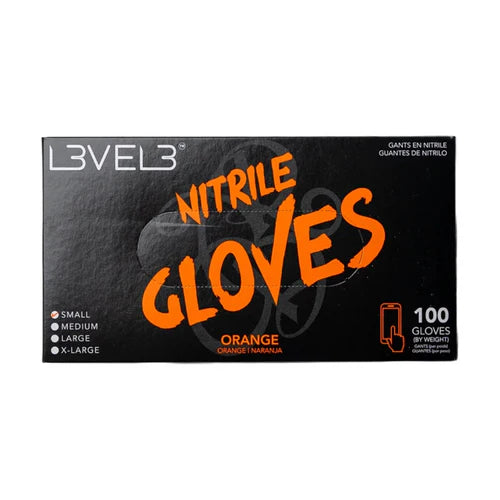 L3VEL3™ Professional Nitrile Gloves (100 Pack) – Blue, Black, Orange, Red, Lime Green, Liquid Metal Gray, Pink, Pearl Lavender | Small–X-Large