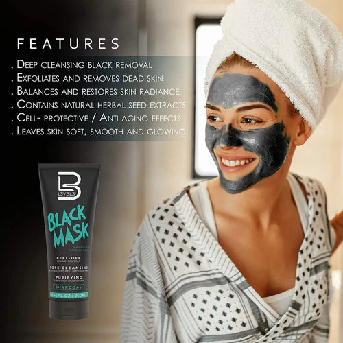 L3VEL3 Black Charcoal Peel-Off Face Mask — 250ml