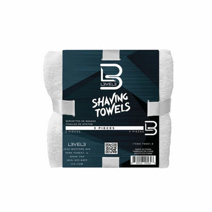 L3VEL3 Level 3 Shaving Towels White 3-Pack – Soft Cotton Barber Face Towels