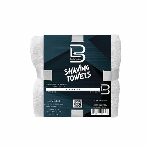 L3VEL3 Level 3 Shaving Towels White 3-Pack – Soft Cotton Barber Face Towels