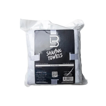 L3VEL3 Level 3 Shaving Towels White 3-Pack – Soft Cotton Barber Face Towels