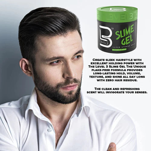 L3VEL3™ Slime Gel – Super Strong Hold Barber Styling Gel (8.45 oz / 250 ml)