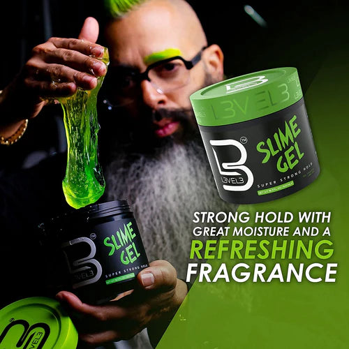 L3VEL3™ Slime Gel – Super Strong Hold Barber Styling Gel (8.45 oz / 250 ml)