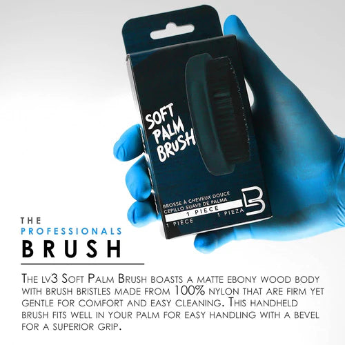 L3VEL3 Soft Palm Wave Brush – Professional Wave Brush for 360 Waves, Frizz Control & Scalp Comfort
