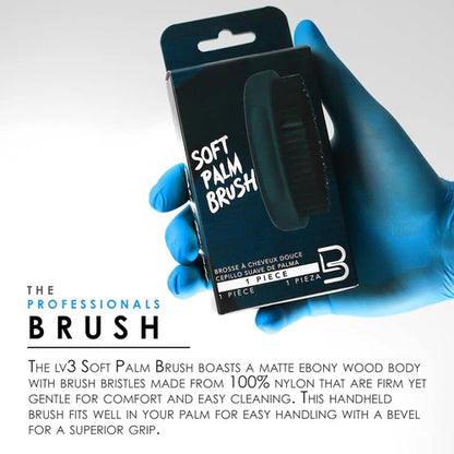 L3VEL3 Soft Palm Wave Brush – Professional Wave Brush for 360 Waves, Frizz Control & Scalp Comfort