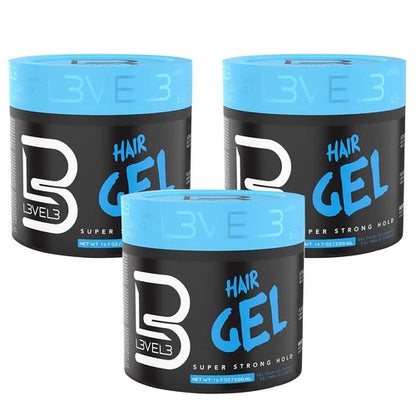 L3VEL3 Super Strong Hair Gel 500ml – Firm Hold Styling Gel with Shine