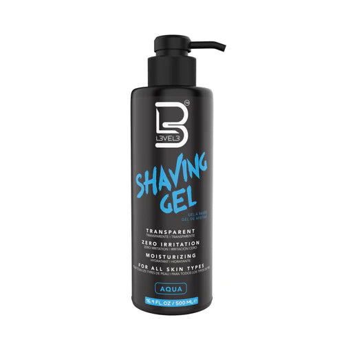 L3VEL3™ Transparent Shaving Gel – Ice & Aqua Clear Barber Shave Gel (16.9oz / 33.8oz)