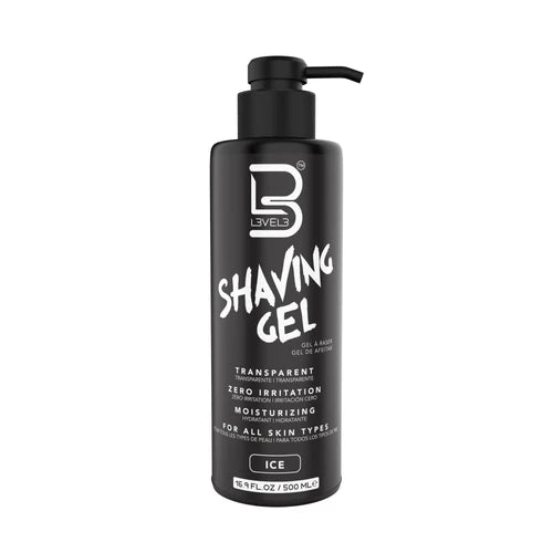 L3VEL3™ Transparent Shaving Gel – Ice & Aqua Clear Barber Shave Gel (16.9oz / 33.8oz)