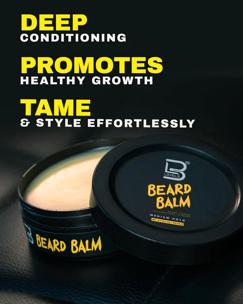 L3VEL3™ Medium Hold Beard Balm – 100ml (3.4oz) | Nourishing Beard Styling & Hydration with Beeswax & Argan Oil
