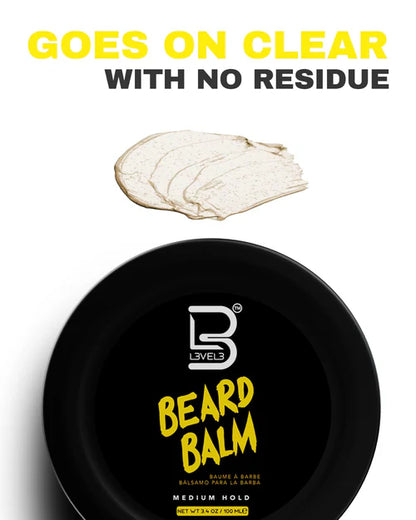L3VEL3™ Medium Hold Beard Balm – 100ml (3.4oz) | Nourishing Beard Styling & Hydration with Beeswax & Argan Oil