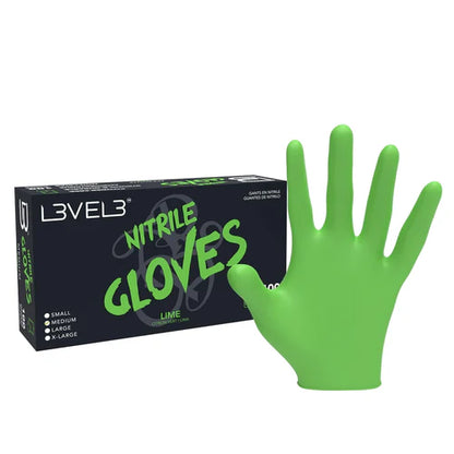 L3VEL3™ Professional Nitrile Gloves (100 Pack) – Blue, Black, Orange, Red, Lime Green, Liquid Metal Gray, Pink, Pearl Lavender | Small–X-Large