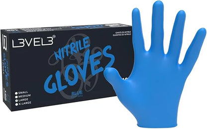 L3VEL3™ Professional Nitrile Gloves (100 Pack) – Blue, Black, Orange, Red, Lime Green, Liquid Metal Gray, Pink, Pearl Lavender | Small–X-Large